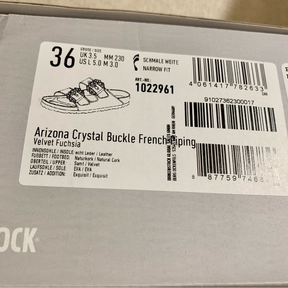 Fuchsia Pink Purple Arizona Crystal Buckle Velvet 2-Band Sandals - Picture 13 of 13